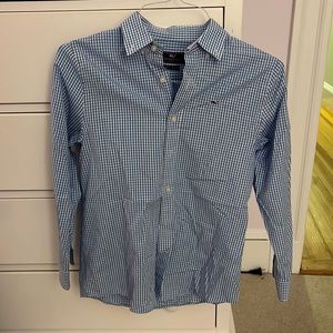 Light Blue and White Checkered Boy’s Vineyard Vines Button Down Shirt